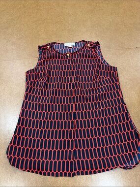 MICHAEL Michael Kors Navy and Red Geometric Sleeveless Buttondown Camisole • 6